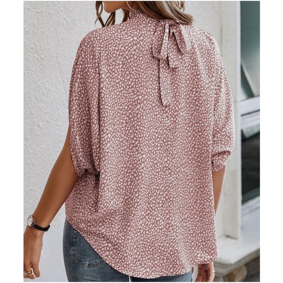 Boho Leopard Print Batwing Sleeve Blouse - Picture 4 of 7